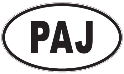 PAJ - 3 Letter Initials Oval Sticker