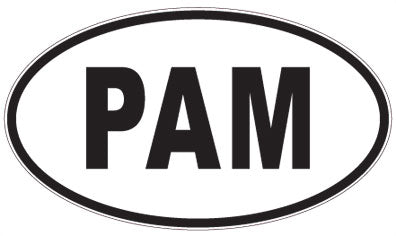 PAM - 3 Letter Initials Oval Sticker