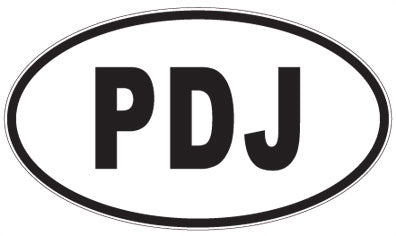 PDJ - 3 Letter Initials Oval Sticker