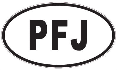 PFJ - 3 Letter Initials Oval Sticker