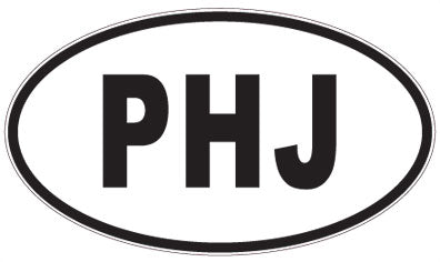 PHJ - 3 Letter Initials Oval Sticker