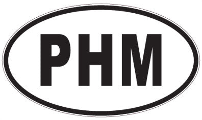 PHM - 3 Letter Initials Oval Sticker