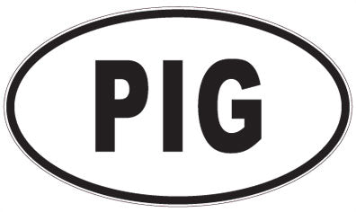 PIG - 3 Letter Initials Oval Sticker