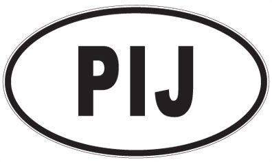 PIJ - 3 Letter Initials Oval Sticker