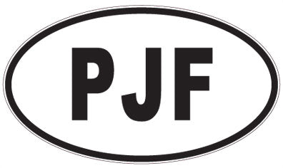PJF - 3 Letter Initials Oval Sticker