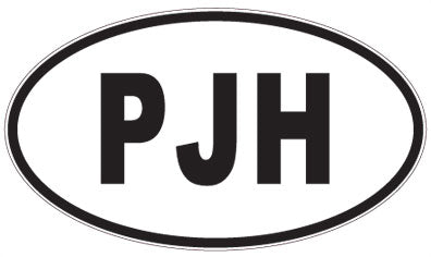 PJH - 3 Letter Initials Oval Sticker