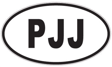 PJJ - 3 Letter Initials Oval Magnet