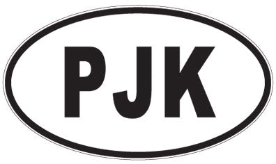 PJK - 3 Letter Initials Oval Magnet