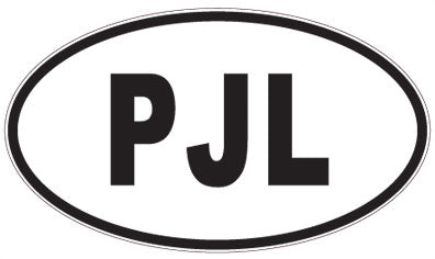 PJL - 3 Letter Initials Oval Sticker