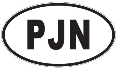 PJN - 3 Letter Initials Oval Sticker
