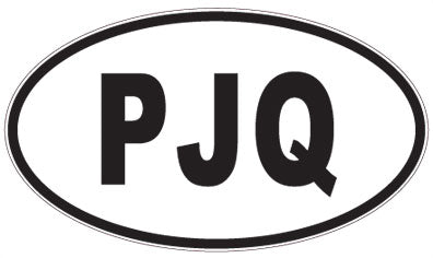 PJQ - 3 Letter Initials Oval Sticker