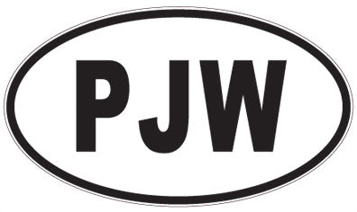 PJW - 3 Letter Initials Oval Sticker