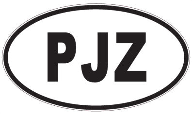 PJZ - 3 Letter Initials Oval Sticker