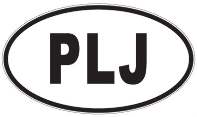 PLJ - 3 Letter Initials Oval Sticker