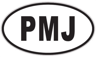PMJ - 3 Letter Initials Oval Sticker