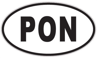 PON - 3 Letter Initials Oval Sticker