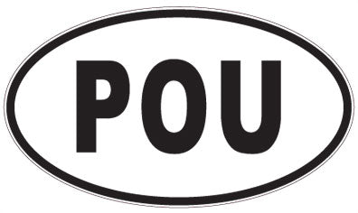 POU - 3 Letter Initials Oval Sticker