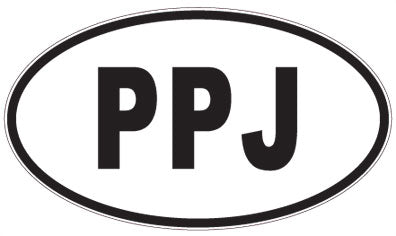 PPJ - 3 Letter Initials Oval Sticker