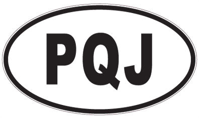 PQJ - 3 Letter Initials Oval Sticker