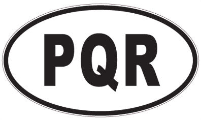 PQR - 3 Letter Initials Oval Sticker
