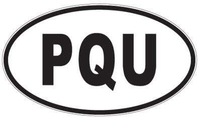 PQU - 3 Letter Initials Oval Sticker