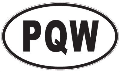 PQW - 3 Letter Initials Oval Sticker