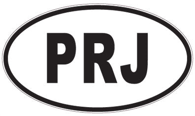 PRJ - 3 Letter Initials Oval Sticker