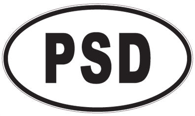 PSD - 3 Letter Initials Oval Sticker