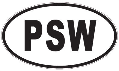 PSW - 3 Letter Initials Oval Sticker