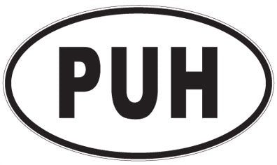 PUH - 3 Letter Initials Oval Sticker