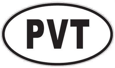 PVT - 3 Letter Initials Oval Sticker