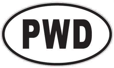 PWD - 3 Letter Initials Oval Sticker
