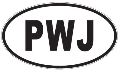 PWJ - 3 Letter Initials Oval Sticker