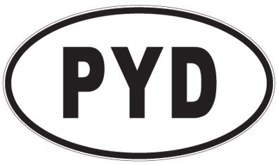 PYD - 3 Letter Initials Oval Sticker