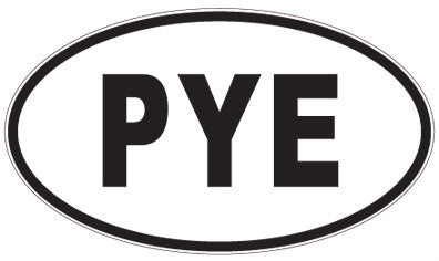 PYE - 3 Letter Initials Oval Sticker