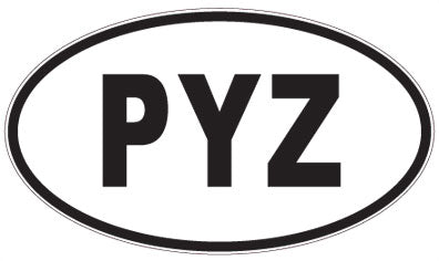 PYZ - 3 Letter Initials Oval Sticker