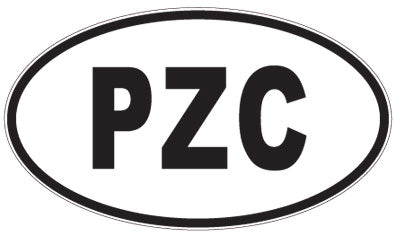 PZC - 3 Letter Initials Oval Sticker