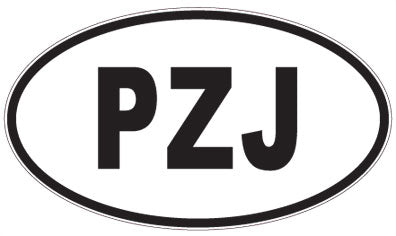 PZJ - 3 Letter Initials Oval Sticker