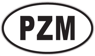 PZM - 3 Letter Initials Oval Sticker