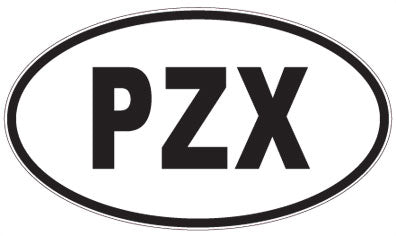 PZX - 3 Letter Initials Oval Sticker