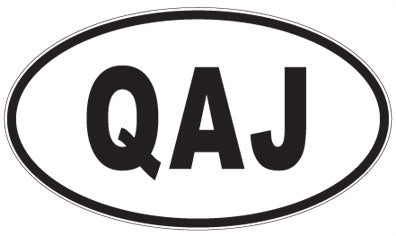 QAJ - 3 Letter Initials Oval Sticker