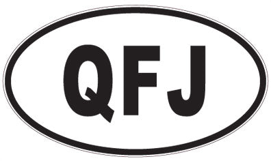 QFJ - 3 Letter Initials Oval Sticker