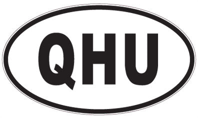 QHU - 3 Letter Initials Oval Sticker