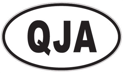 QJA - 3 Letter Initials Oval Sticker