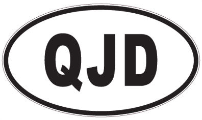 QJD - 3 Letter Initials Oval Sticker