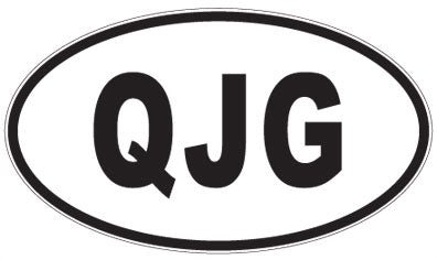 QJG - 3 Letter Initials Oval Sticker