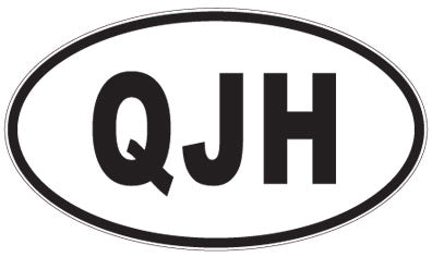 QJH - 3 Letter Initials Oval Sticker