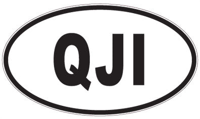 QJI - 3 Letter Initials Oval Sticker