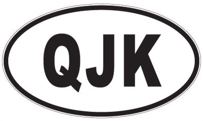 QJK - 3 Letter Initials Oval Sticker