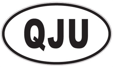 QJU - 3 Letter Initials Oval Sticker